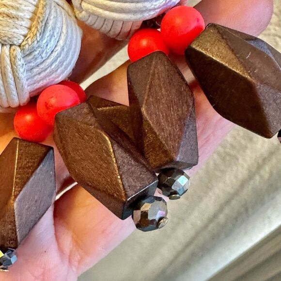 J.Crew hoop knotted wood bead statement earrings - Picture 9 of 12